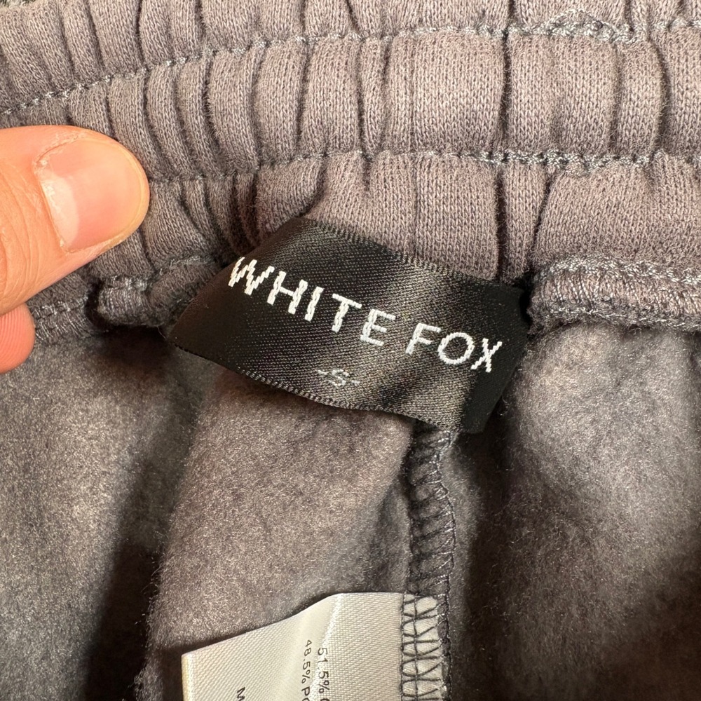 White Fox Sweatpants Womens Size S Grey Vol.3 Logo Joggers Pockets Fleece - Picture 4 of 10